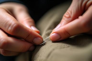 丁寧な手作業で衣服を修理する仕立て職人